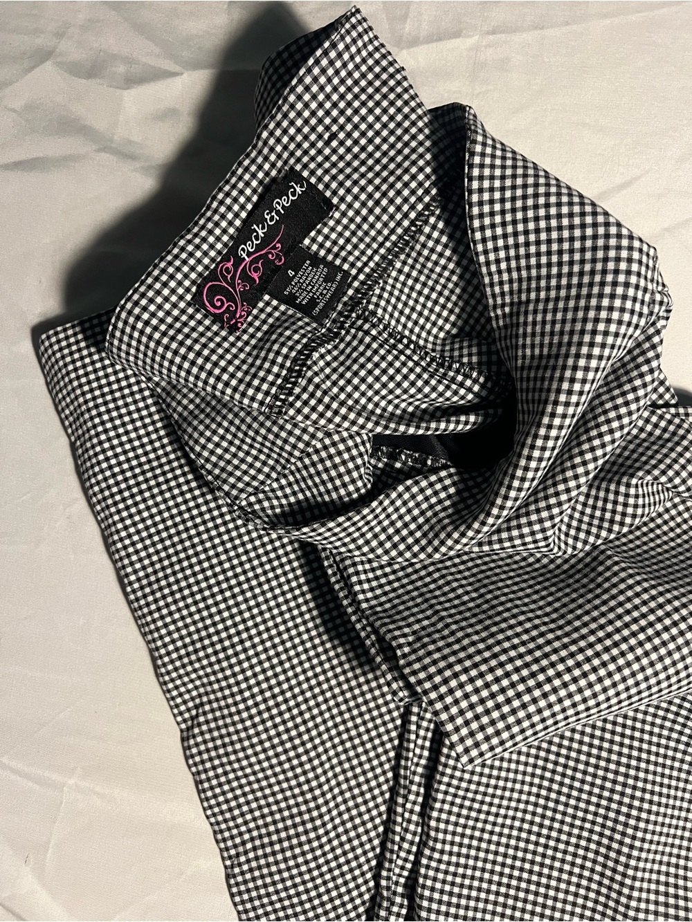 Black & White Micro Gingham Stretch Pants Peck & Peck - Picture 3 of 4